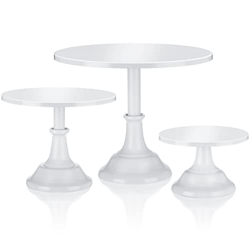 3 Pieces Cake Stand Set Round Metal Cake Stands Metal Cupcake Holder Dessert Display Plate Cake Display Accessory for Wedding Birthday Party Celebration Baby Shower Anniversaries Supplies(White)
