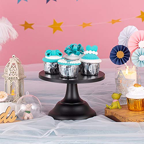 Cake Stand Set Round Metal Cake Stands Dessert Display Cupcake Stands with Simple Design (Black, Diam 8")