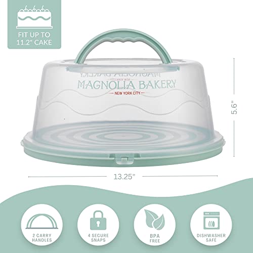 MosJos Round Cake Carrier, BPA-Free Plastic Cake Keeper with Lid, Fits 10” Cakes, Four Secure Side Closures, Dishwasher Safe Cake Transport Container