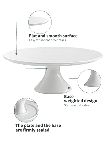 Ghaexui 10-Inch Porcelain Cake Stand, Cake Plate, Dessert Stand, Home Decorating Stand, Cupcake Stand for Parties, Weddings, Baby Shower and Other Events, White
