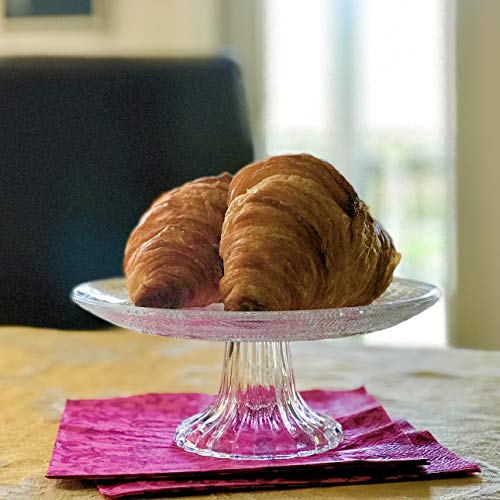 Crosby Street Cake Stand, Pedestal Plate, Vintage Style, Crystal Clear Glass, Distinct All Over Pattern, 7 Inch Diameter