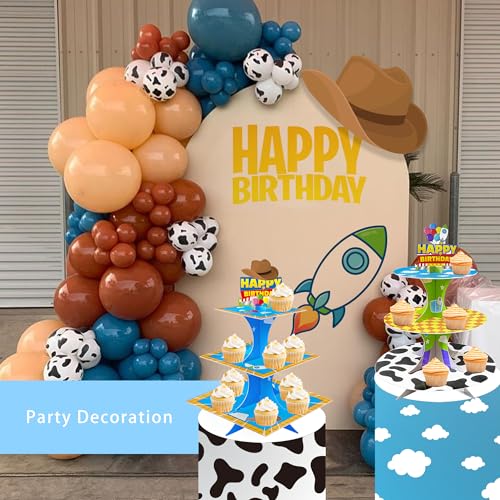 3-Tier Cartoon Story Cupcake Stand 2 Sets Cardboard Cake Stand Dessert Tower Holder for Toy Theme Birthday Decoration Baby Shower Party Supplies