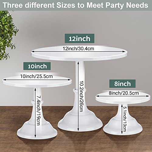 3 Pieces Cake Stand Set Round Metal Cake Stands Metal Cupcake Holder Dessert Display Plate Cake Display Accessory for Wedding Birthday Party Celebration Baby Shower Anniversaries Supplies(White)