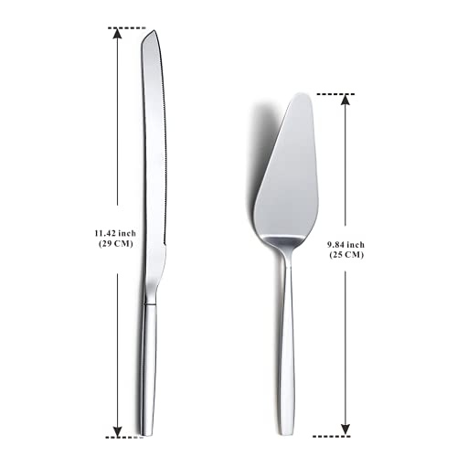 Berglander Wedding Cake Knife and Server Set, Stainless Steel Cake Cutting Set For Wedding Include Cake Cutter And Cake Server Perfect For Wedding, Birthday, Parties and Events