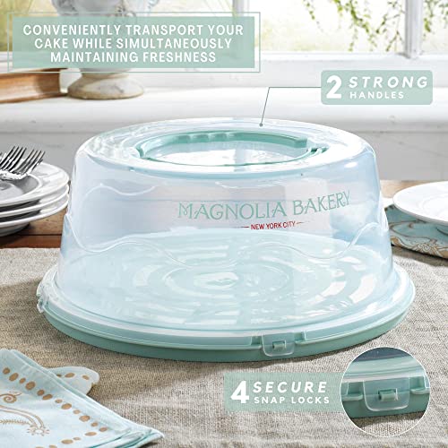 MosJos Round Cake Carrier, BPA-Free Plastic Cake Keeper with Lid, Fits 10” Cakes, Four Secure Side Closures, Dishwasher Safe Cake Transport Container