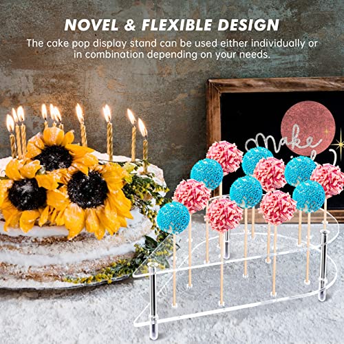 NiHome Cake Pop Stand Non Sticking Out, 24 Holes Acrylic Cake Pop Holder, Lollipop Cakepopsical Stand for Wedding Birthday Party Celebration, Heart Shaped