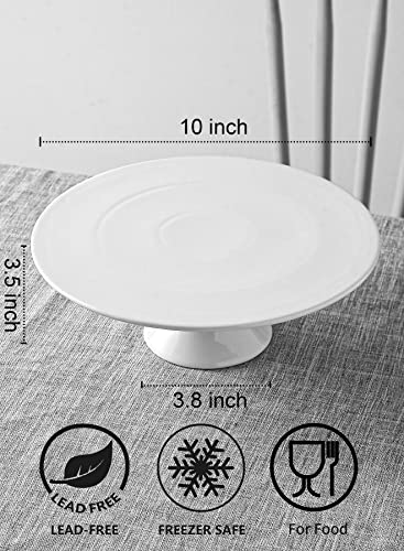Ghaexui 10-Inch Porcelain Cake Stand, Cake Plate, Dessert Stand, Home Decorating Stand, Cupcake Stand for Parties, Weddings, Baby Shower and Other Events, White