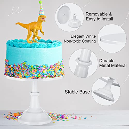 3 Pieces Cake Stand Set Round Metal Cake Stands Metal Cupcake Holder Dessert Display Plate Cake Display Accessory for Wedding Birthday Party Celebration Baby Shower Anniversaries Supplies(White)