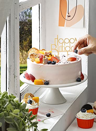 Ghaexui 10-Inch Porcelain Cake Stand, Cake Plate, Dessert Stand, Home Decorating Stand, Cupcake Stand for Parties, Weddings, Baby Shower and Other Events, White