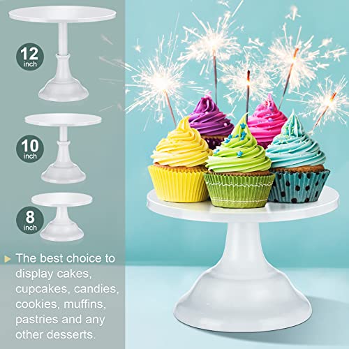 3 Pieces Cake Stand Set Round Metal Cake Stands Metal Cupcake Holder Dessert Display Plate Cake Display Accessory for Wedding Birthday Party Celebration Baby Shower Anniversaries Supplies(White)