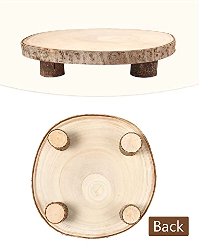 Caydo 9-10 Inch Large Wood Slice with Wood Table Holders as Serving Trays for Table Centerpiece, Wedding Decoration, Baby showers, Christmas and Forest Theme Parties