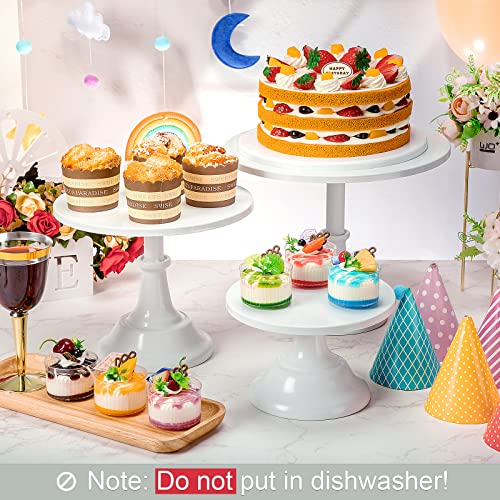 3 Pieces Cake Stand Set Round Metal Cake Stands Metal Cupcake Holder Dessert Display Plate Cake Display Accessory for Wedding Birthday Party Celebration Baby Shower Anniversaries Supplies(White)