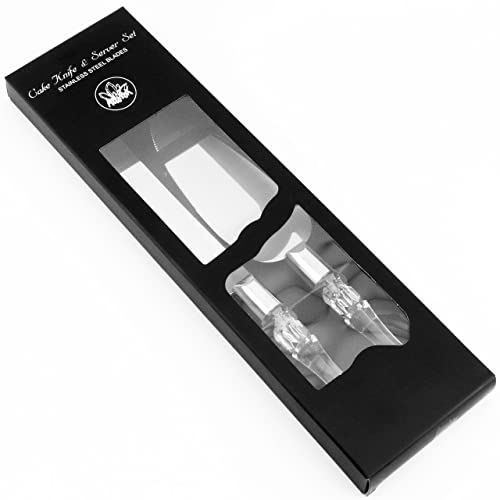 Adorox Cake Knife and Server Set Acrylic Stainless Steel Faux Crystal Handle Holiday Thanksgiving Christmas