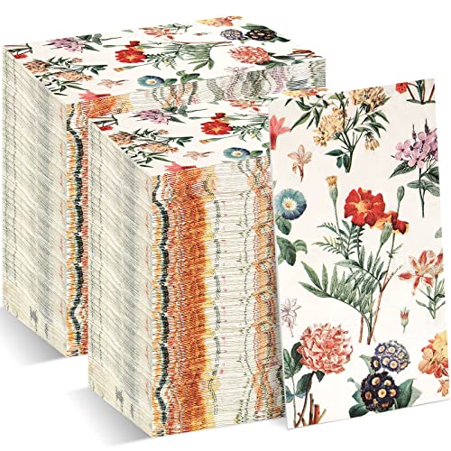 100 Pack Paper Napkins Watercolor Floral Vintage Wild Flower Disposable Hand Towels Decorative Paper Guest for Bathroom Wedding Birthday Party Baby Shower
