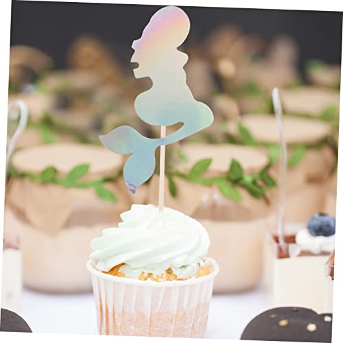 KJHBV 2 Sets Mermaid Card Happy Birthday Decorations for Girls Paper Decorations Seashell Decor Cake Decorative Props Seashell Cake Toppers Mermaid Theme Toothpicks Cupcake Decor Tail