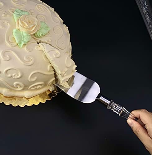 Adorox Cake Knife and Server Set Acrylic Stainless Steel Faux Crystal Handle Holiday Thanksgiving Christmas