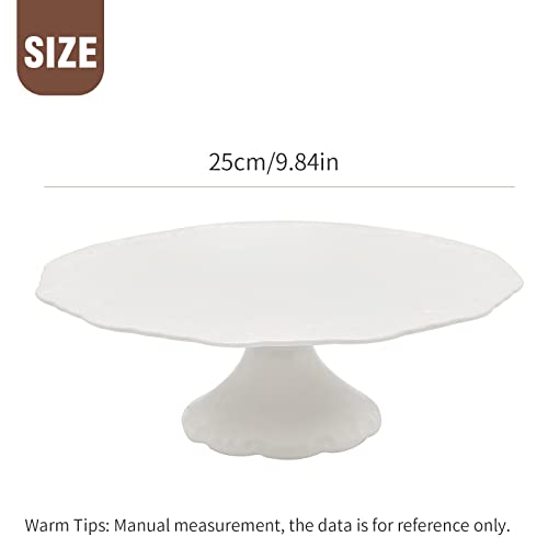 Momiuchear 9.5-Inch Porcelain Cake Stand, Round Cake Plate, Dessert Stand, Cupcake Stand for Birthday Parties, Home Decorating Stand, White