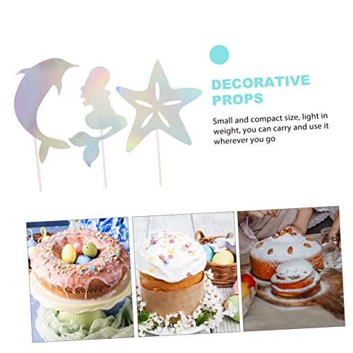 KJHBV 2 Sets Mermaid Card Happy Birthday Decorations for Girls Paper Decorations Seashell Decor Cake Decorative Props Seashell Cake Toppers Mermaid Theme Toothpicks Cupcake Decor Tail
