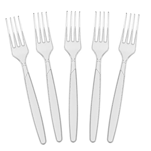 Disposable Plastic Forks Clear, Pack of 80, Party Supply