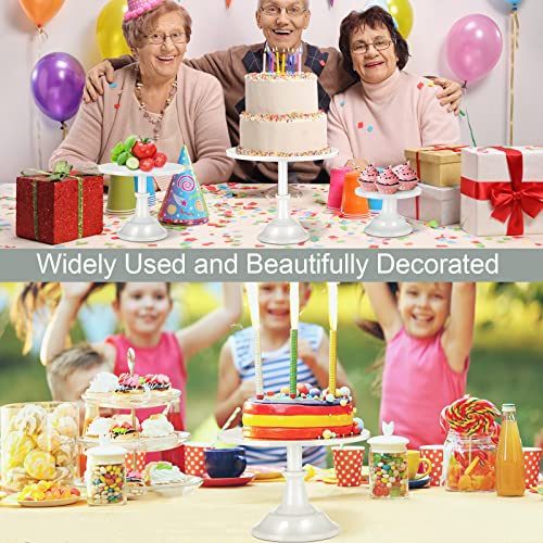 3 Pieces Cake Stand Set Round Metal Cake Stands Metal Cupcake Holder Dessert Display Plate Cake Display Accessory for Wedding Birthday Party Celebration Baby Shower Anniversaries Supplies(White)