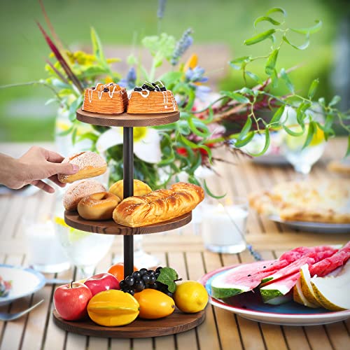Cupcake Stand, Othran 3 Tier Wood Cake Stand Cupcake Tower Wooden Cupcake Stand 3 Tier Serving Tray for Farmhouse Wedding, Birthday, Tea Parties, Baby Showers, Kitchen Decor