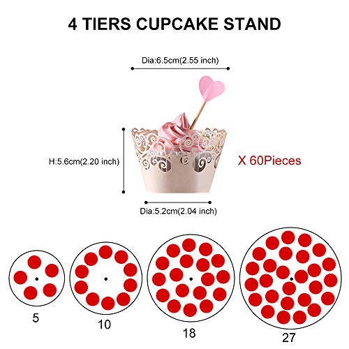 Cupcake Stand, 4-Tier Round Acrylic Cupcake Display Stand Dessert Tower Pastry Stand for Wedding Birthday Theme Party- 15.7 Inches (Transparent)