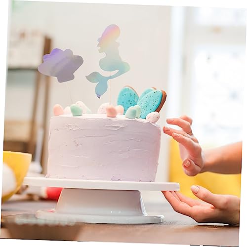 KJHBV 2 Sets Mermaid Card Happy Birthday Decorations for Girls Paper Decorations Seashell Decor Cake Decorative Props Seashell Cake Toppers Mermaid Theme Toothpicks Cupcake Decor Tail