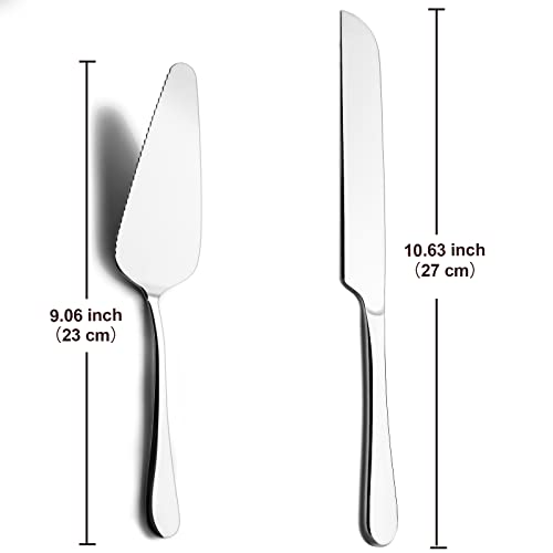 Mamajardin 2PC Premium Cake Knife and Server Set – Stainless Steel Cake Cutting Set for Wedding, Include Cake Cutter and Pie Spatula for Wedding, Birthday, Parties and anniversary, Dishwasher Safe