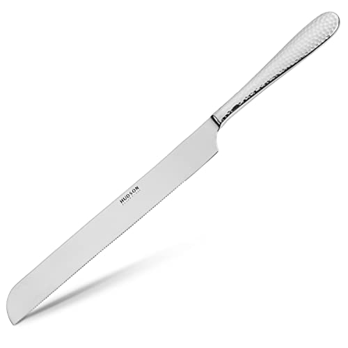 Hudson Essentials Bergamo Hammered 18/10 Stainless Steel Cake Knife & Cake Server Set – Perfect for Weddings, Engagements, Parties, Birthdays and Events