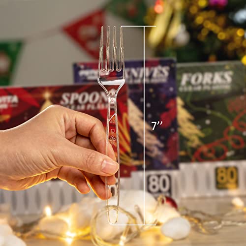 Disposable Plastic Forks Clear, Pack of 80, Party Supply
