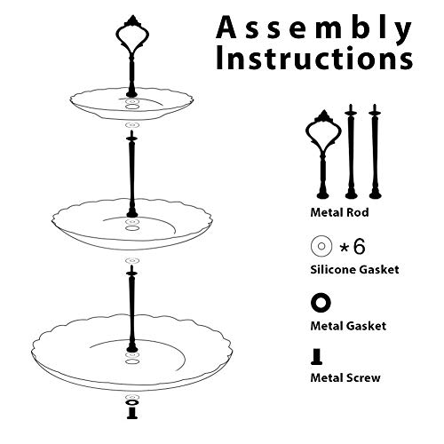 Klikel 3 Tiered Serving Stand -silver Serving Tray For Parties - Round Platter For Cupcakes Fruits Dessert or Tea - Cake Pop Stand And Buffet Server
