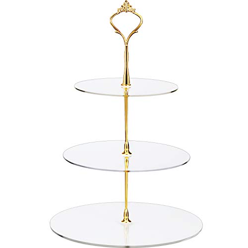 3 Tier Acrylic Round Clear Cupcake Stand Dessert Tower Stand Cookies Cupcake Display Stand for Wedding Treats Birthday Party Baby Shower