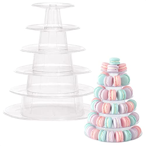 6 Tiered Tray Stand for Macarons - Round Cupcake Tower Stand Tea Party Decorations Cupcake Holder Dessert Table Display Set Donut Stand - Wedding Cake Stand Macarons and Cupcake Tower Party Supplies