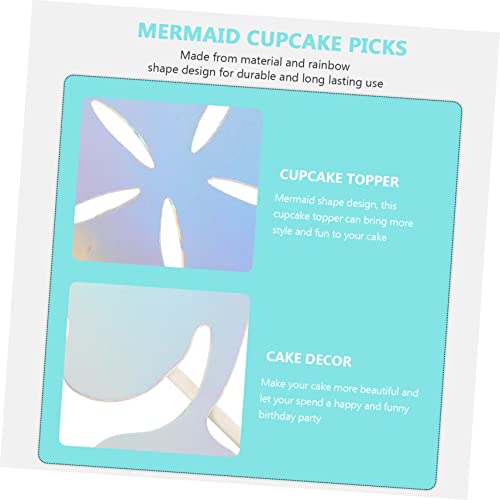 KJHBV 2 Sets Mermaid Card Happy Birthday Decorations for Girls Paper Decorations Seashell Decor Cake Decorative Props Seashell Cake Toppers Mermaid Theme Toothpicks Cupcake Decor Tail