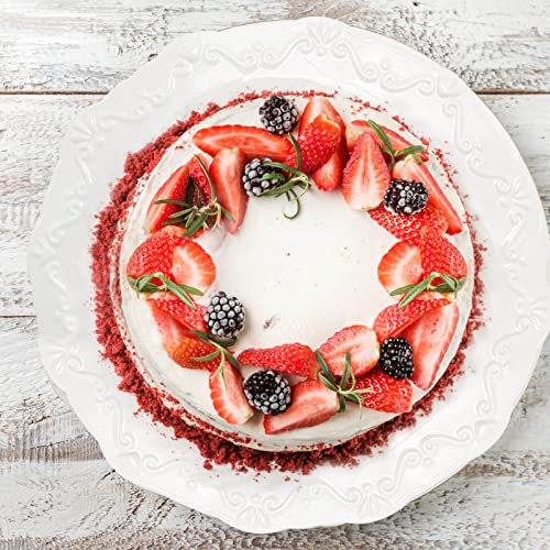 Momiuchear 9.5-Inch Porcelain Cake Stand, Round Cake Plate, Dessert Stand, Cupcake Stand for Birthday Parties, Home Decorating Stand, White