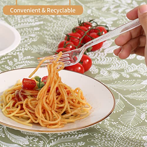 [300 Ccount] Plastic Forks Disposable- HL HOME-LINK 7" Clear Heavy Duty Forks, Durable Extra Heavyweight Forks, Sturdy Plastic Utensils for Parties, Restaurant, Family Gatherings