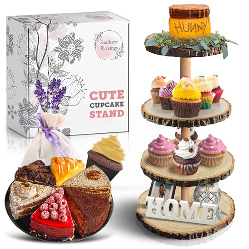 Southern Blessings Rustic Cupcake Stand - Rustic Cake Stand - Wedding Cake Stand - Rustic Wedding Decor - Wooden Cupcake Stand - Wood Cake Stand - Winnie The Pooh Baby Shower Decorations - Woodland