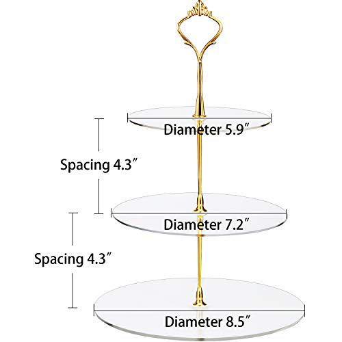 3 Tier Acrylic Round Clear Cupcake Stand Dessert Tower Stand Cookies Cupcake Display Stand for Wedding Treats Birthday Party Baby Shower