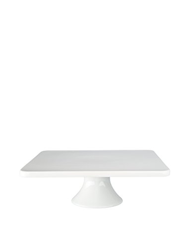 BIA Cordon Bleu 11-Inch by 3-3/4-Inch Porcelain Square Cake Stand, White