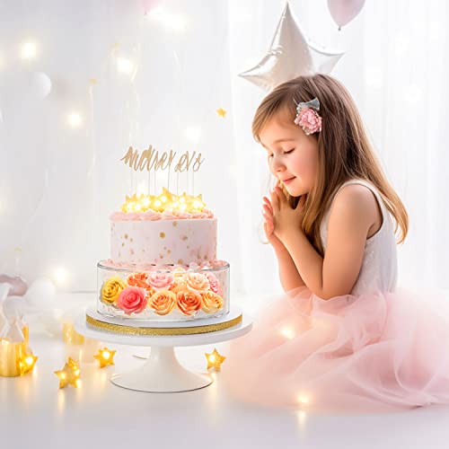 2PCS Clear Acrylic Cake Stand, Fillable Cake Box Riser Cake Tier, Round Cake Display Box with Lid, Decorative Centerpiece Box for Wedding Birthday Party (2pcs, 10" Dx4” H; 6" Dx4” H, 2M LED Lights)