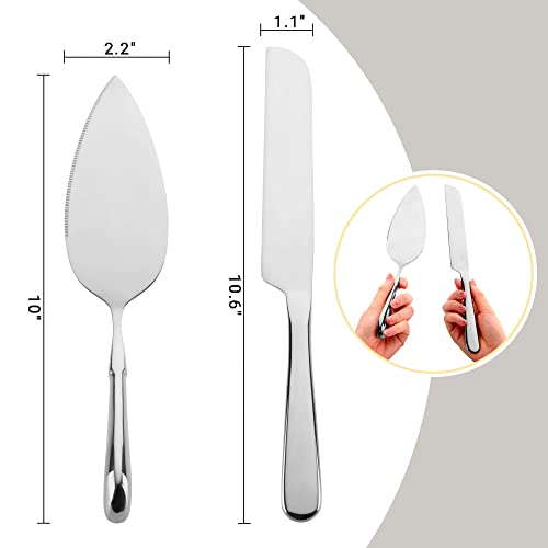 Terra Artisan Wedding Knife Server Set (2 Pieces), Stainless Steel, Comes with Silver Cake Knife and Matching Server, Perfect For Weddings, Birthdays, Cake Cutting Set Comes in a giftable box.