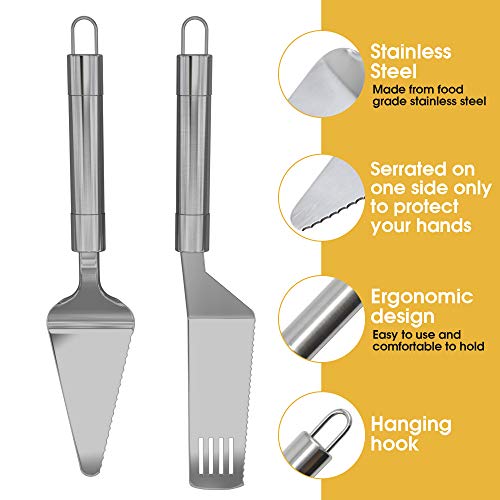 Pie Server Spatula and Cake Cutter Slicer, Stainless Steel Set - Kitchen Essentials for Cutting & Serving Desserts, Brownies, Lasagna