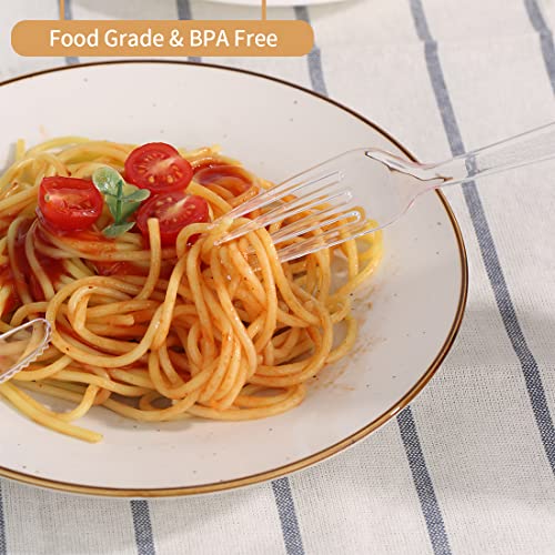 [300 Ccount] Plastic Forks Disposable- HL HOME-LINK 7" Clear Heavy Duty Forks, Durable Extra Heavyweight Forks, Sturdy Plastic Utensils for Parties, Restaurant, Family Gatherings