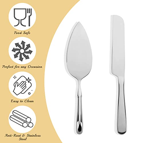 Terra Artisan Wedding Knife Server Set (2 Pieces), Stainless Steel, Comes with Silver Cake Knife and Matching Server, Perfect For Weddings, Birthdays, Cake Cutting Set Comes in a giftable box.