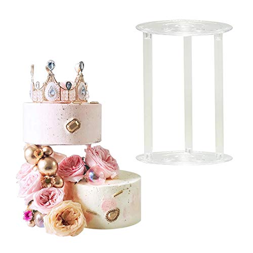 Acrylic Round Display Stand for Cake Cupcakes Desserts Bakery, 1 Sets of Cake Separator Plates and Dowel Rods - 6 inch (16cm)
