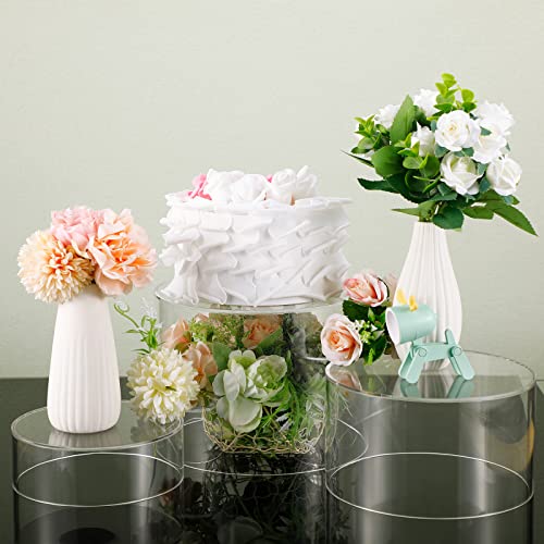 Weysat Acrylic Cake Stand Round Display Risers Shelf Cylinder Nesting Display Stand with Hollow Bottom for Show Jewelry Dessert Food, 3 Sizes, 2" x 4", 4" x 7", 6" x 8" (Clear, 3 Pcs)