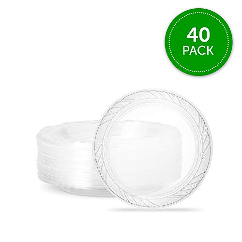 PLASTICPRO 6'' inch Premium Crystal Clear Disposable Plastic Dessert Size Party Plate Pack of 40