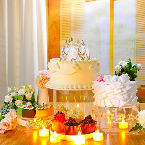 Weysat Acrylic Cake Stand Round Display Risers Shelf Cylinder Nesting Display Stand with Hollow Bottom for Show Jewelry Dessert Food, 3 Sizes, 2" x 4", 4" x 7", 6" x 8" (Clear, 3 Pcs)