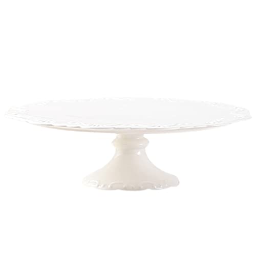 DOITOOL Porcelain Cake Stand Round Dessert Stand Cupcake Stand Serving Plate Platter Display Tray for Birthday Weddings Baby Shower Cookie Snack White 10 Inch
