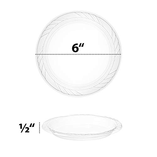 PLASTICPRO 6'' inch Premium Crystal Clear Disposable Plastic Dessert Size Party Plate Pack of 40